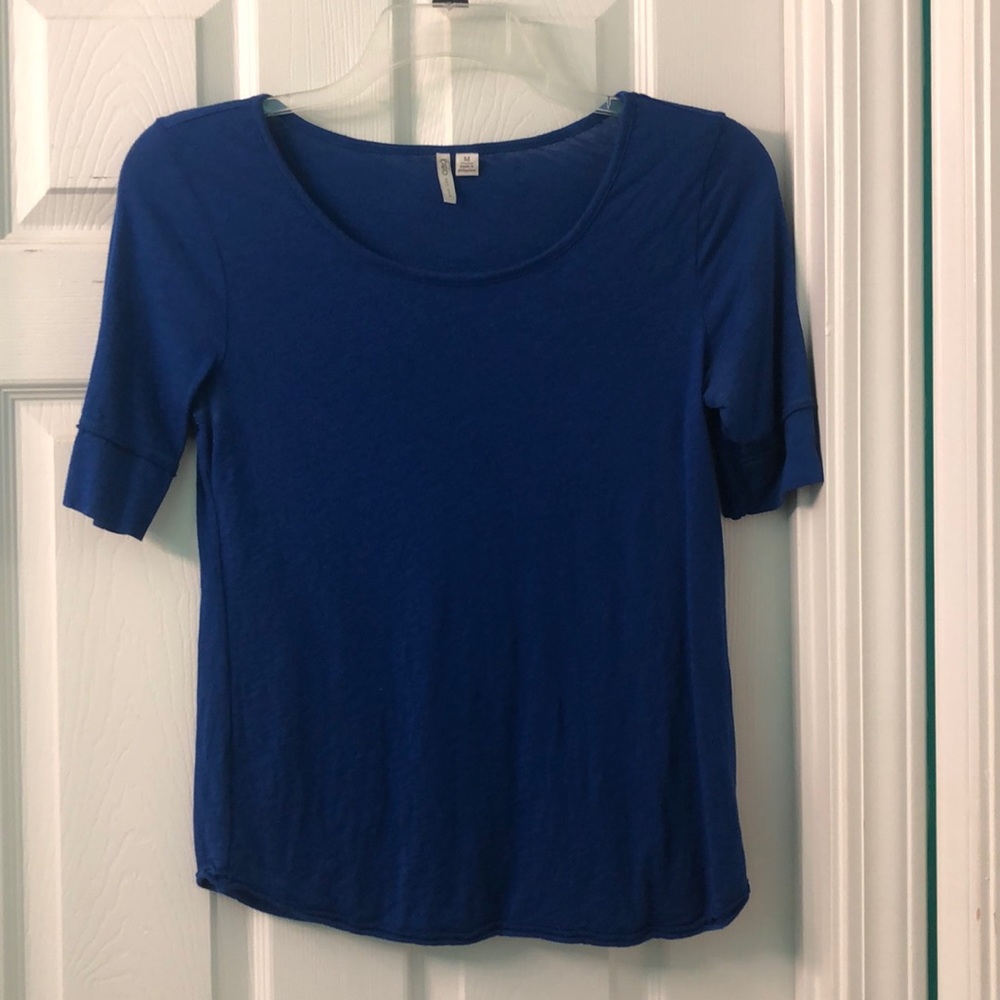 Blue top with elbow length sleeves
